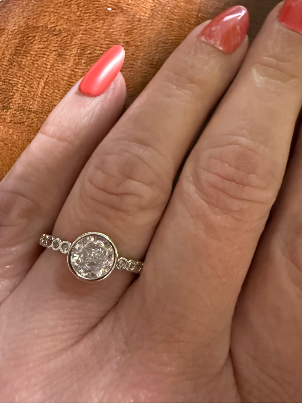18k White Gold Filled Cubic Zirconia Bezel Ring  White  Size 8